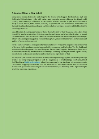 5 Amazing Things to Shop in Bali