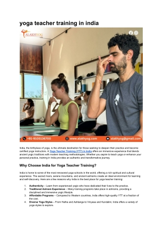 yoga teacher training in india
