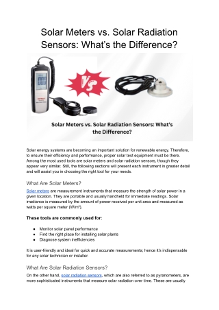Solar Meters vs Solar Radiation Sensors_ What’s the Difference_