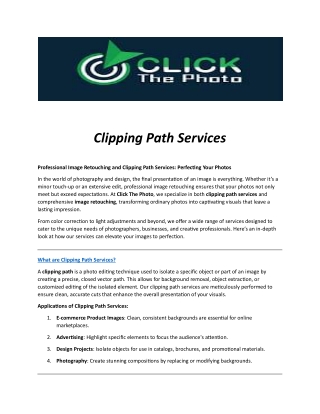 Clipping Path Services