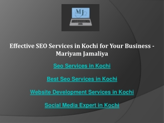 Effective SEO Services in Kochi for Your Business - Mariyam Jamaliya