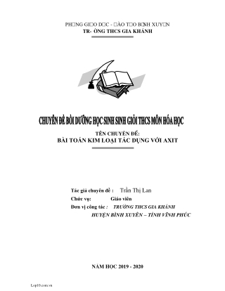 Chuyên đề Bài toán kim loại tác dụng với axit