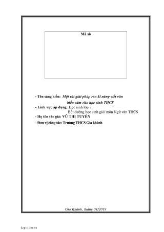 Chuyên đề Một vài giải pháp rèn kĩ năng viết văn biểu cảm cho học sinh THCS