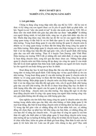 Sáng kiến kinh nghiệm Một số biện pháp quản lý hoạt động chuyên môn nhằm nâng cao chất lượng dạy và học ở trường THCS