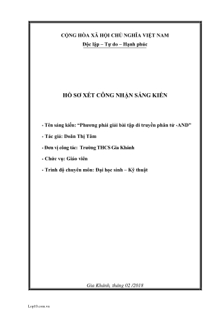 Sáng kiến kinh nghiệm Phương phái giải bài tập di truyền phân tử - AND