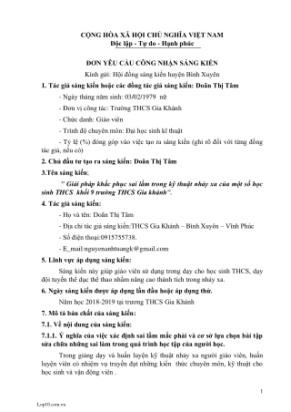 SKKN Giải pháp khắc phục sai lầm trong kỹ thuật nhảy xa của một số học sinh THCS khối 9