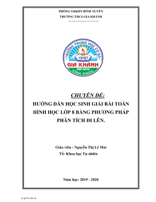SKKN Hướng dẫnhọc sinh giải bài toán hình học lớp 8 bằng phương pháp phân tích đi lên