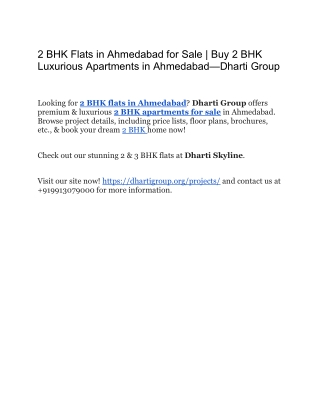 2 BHK Flats in Ahmedabad for Sale _ Buy 2 BHK Luxurious Apartments in Ahmedabad—Dharti Group
