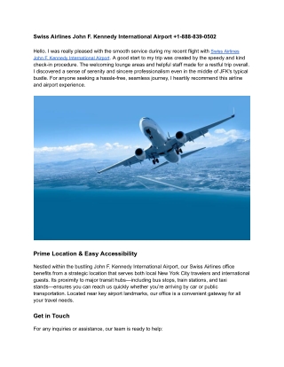 Swiss Airlines John F. Kennedy International Airport