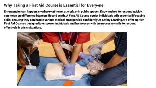Why Taking a First Aid Course is Essential for Everyone