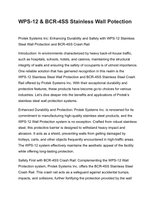 WPS-12 & BCR-4SS Stainless Wall Potection