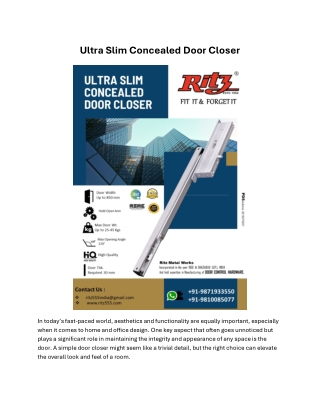 Ultra Slim Concealed Door Closer