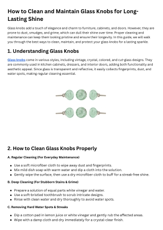 How to Clean and Maintain Glass Knobs for Long-Lasting Shine