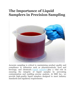 ERE Inc. | High-Precision Liquid Samplers for All Industries