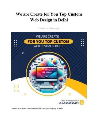We are Create for You Top Custom Web Design in Delhi