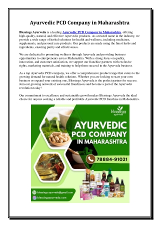 Ayurvedic PCD Company in Maharashtra