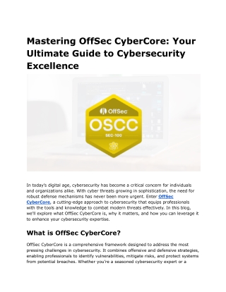 Mastering OffSec CyberCore_ Your Ultimate Guide to Cybersecurity Excellence
