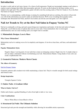 Nail Art Trends to Try at the Best Nail Salon in Fuquay Varina NC