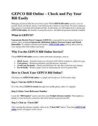 GEPCO Bill Online