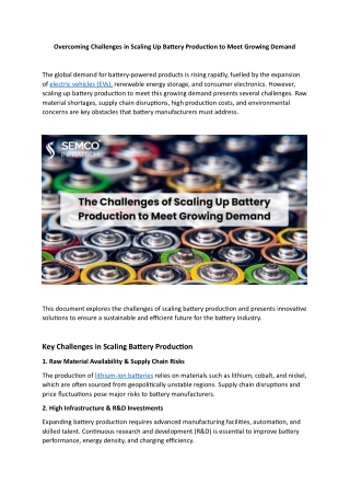 Overcoming Challenges in Scaling Up Battery Production to Meet Growing Demand