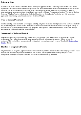 The Rise of Holistic Dentistry: Why Los Angeles is Embracing Biological Dentistr