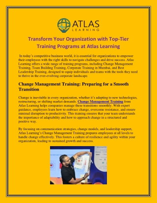 Transform Your Organization with Top-Tier Training Programs at Atlas Learning