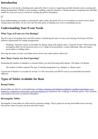 “Navigating Chair and Table Rentals for Your Next Event”