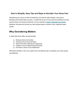 Easy Tips and Steps to Declutter Your Home Fast