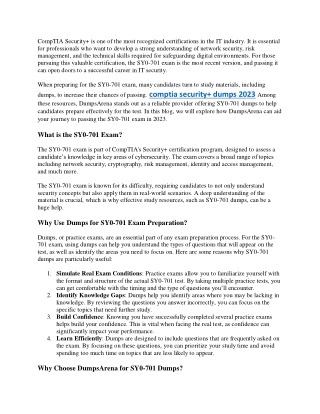 Pass CompTIA Security  Dumps 2023 with Expert Dumps from DumpsArena