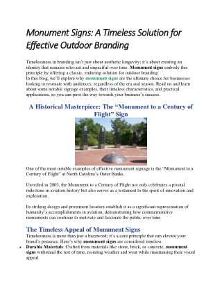 Monument Signs A Timeless Solution for Effective Outdoor Branding
