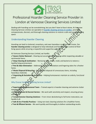 Hoarder Cleaning Service Provider in London at Vamoose Cleaning Services Limited