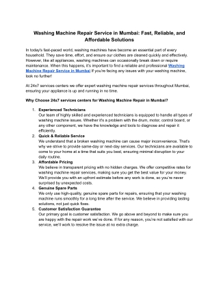 Washing Machine Repair Service in Mumbai_ Fast, Reliable, and Affordable Solutions