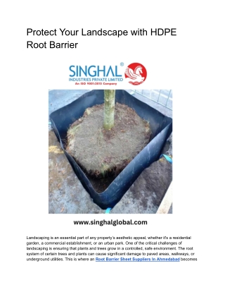 Protect Your Landscape with HDPE Root Barrier