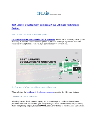 Best Laravel Development Company Your Ultimate Technology Partner