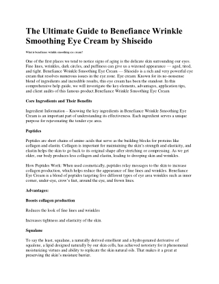 Benefiance Wrinkle Smoothing Eye Cream by Shiseido