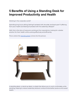 5 Benefits of Using a Standing Desk for Improved Productivity and Health