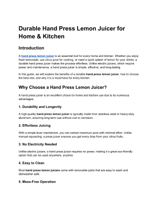 Durable Hand Press Lemon Juicer for Home