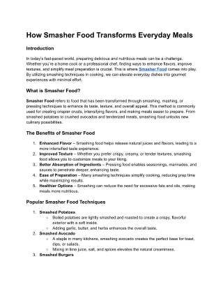 Smasher Food Transforms Everyday Meals