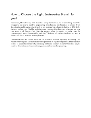 How to Choose the Right Engineering Branch for you