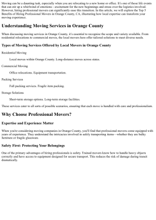 Top 5 Benefits of Hiring Professional Movers in Orange County, CA