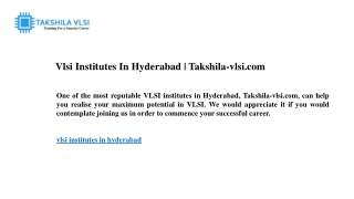 Vlsi Institutes In Hyderabad Takshila-vlsi.com