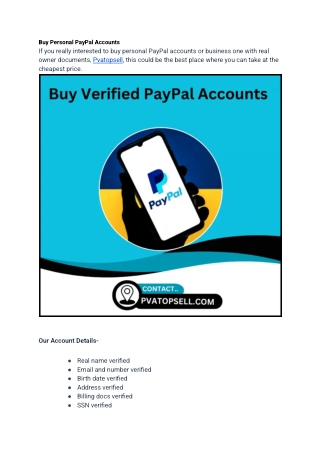 Buy Personal PayPal Accounts in our website in Pvatopsell
