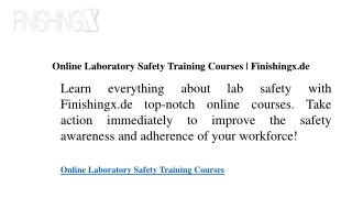 Online Laboratory Safety Training Courses  Finishingx.de