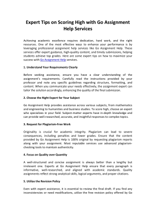 Expert Tips on Scoring High with Go Assignment Help Services