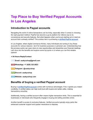 Top Place to Buy Verified Paypal Accounts In Los Angeles