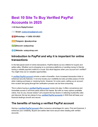 Best 10 Site To Buy Verified PayPal Accounts in 2025
