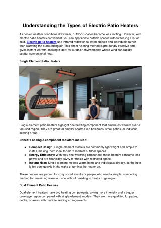 Understanding the Types of Electric Patio Heaters