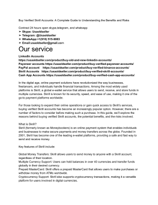 Buy Verified Skrill Accounts_ A Complete Guide to Understanding the Benefits and Risks