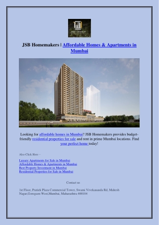 Affordable Homes & Apartments in Mumbai