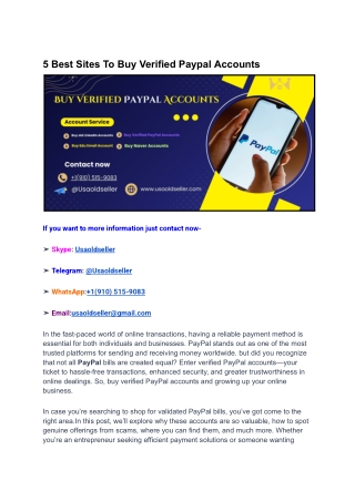 5 Best Sites To Buy Verified Paypal Accounts